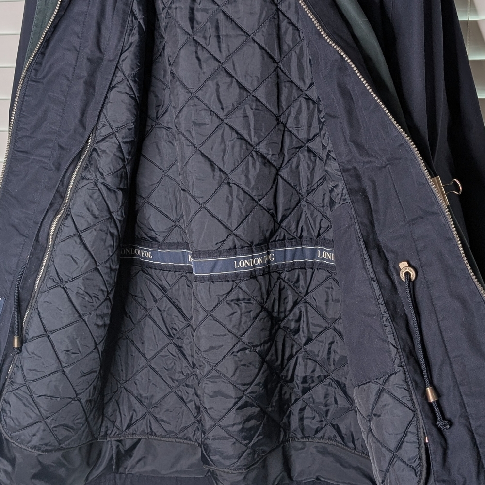 *MINT USED* Men's London Fog - Navy Utility Rain Jacket - Men's Medium Long - Picture 5 of 8